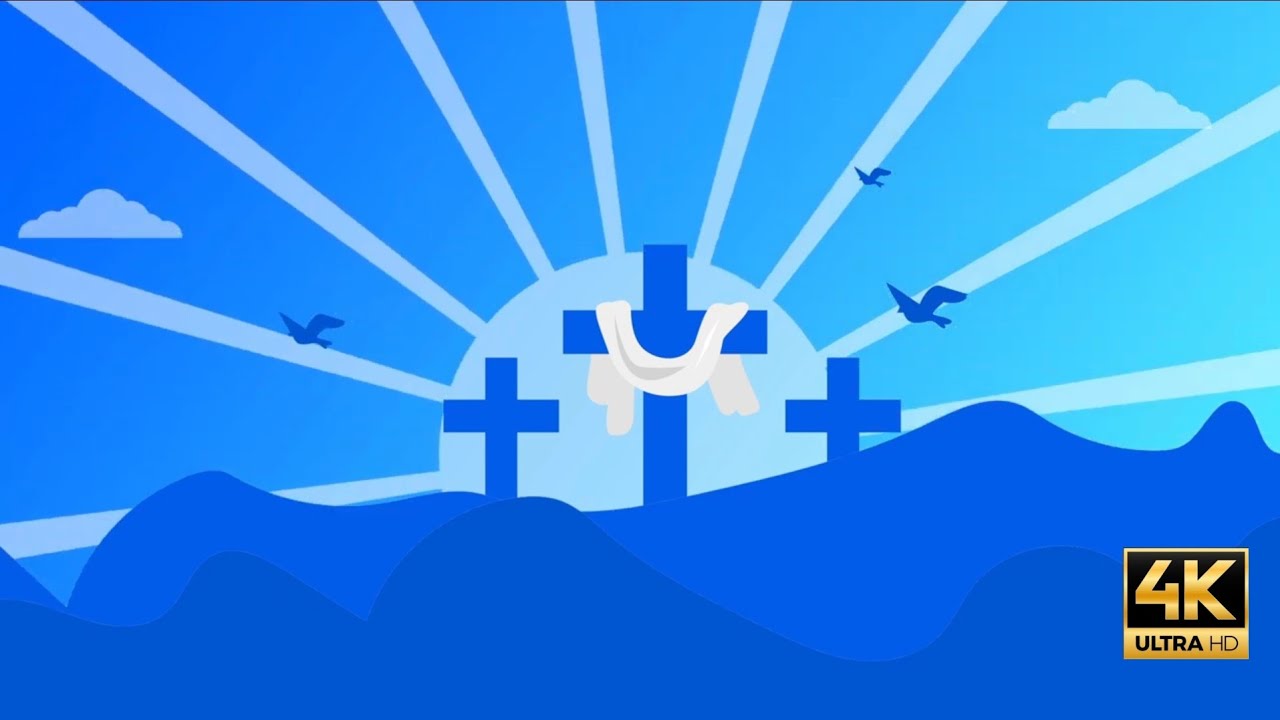 1 Hour Blue Mountain Cross Loop | Copyright Free Church Screensaver | Easter Ambient Background