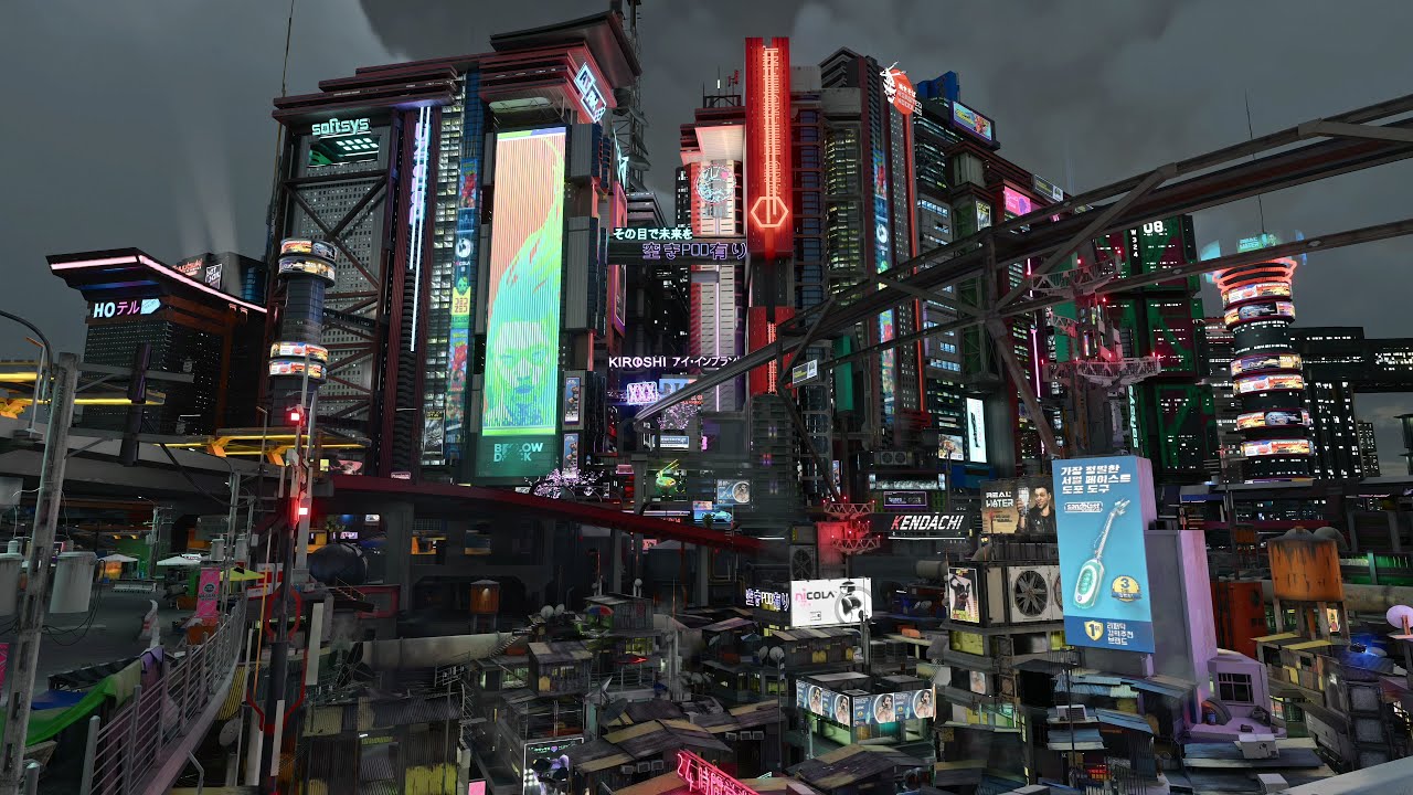Walking Through Kabuki in the Late Evening (Cloudy) – Cyberpunk 2077 | 4K Relaxing Ambience