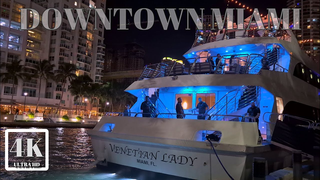 LUXURY YACHTS & STUNNING SKYSCRAPERS, MIAMI WATERFRONT WALKING TOUR 4K UHD MIAMI FL USA