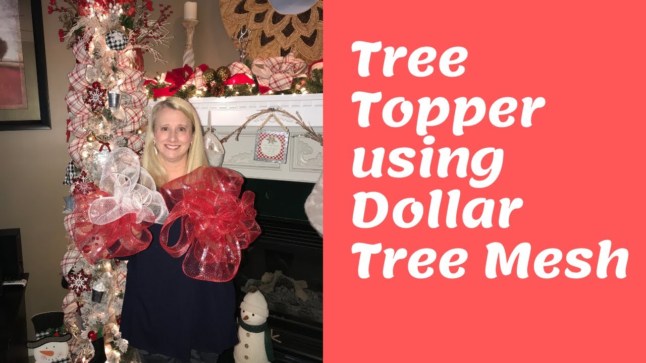 Dollar Tree 6 inch Deco Mesh Large Christmas Tree Topper Bow DIY