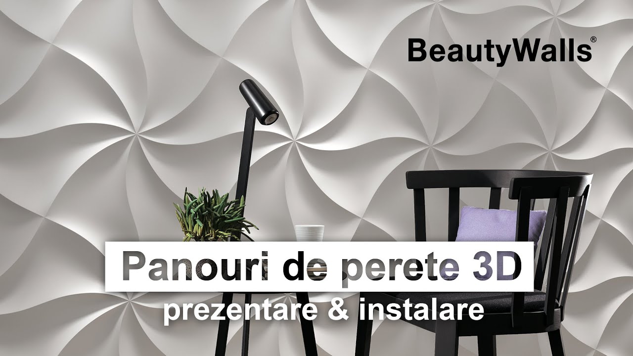 Decor de perete cu panouri de perete 3D din gips. Instalare DIY. RO