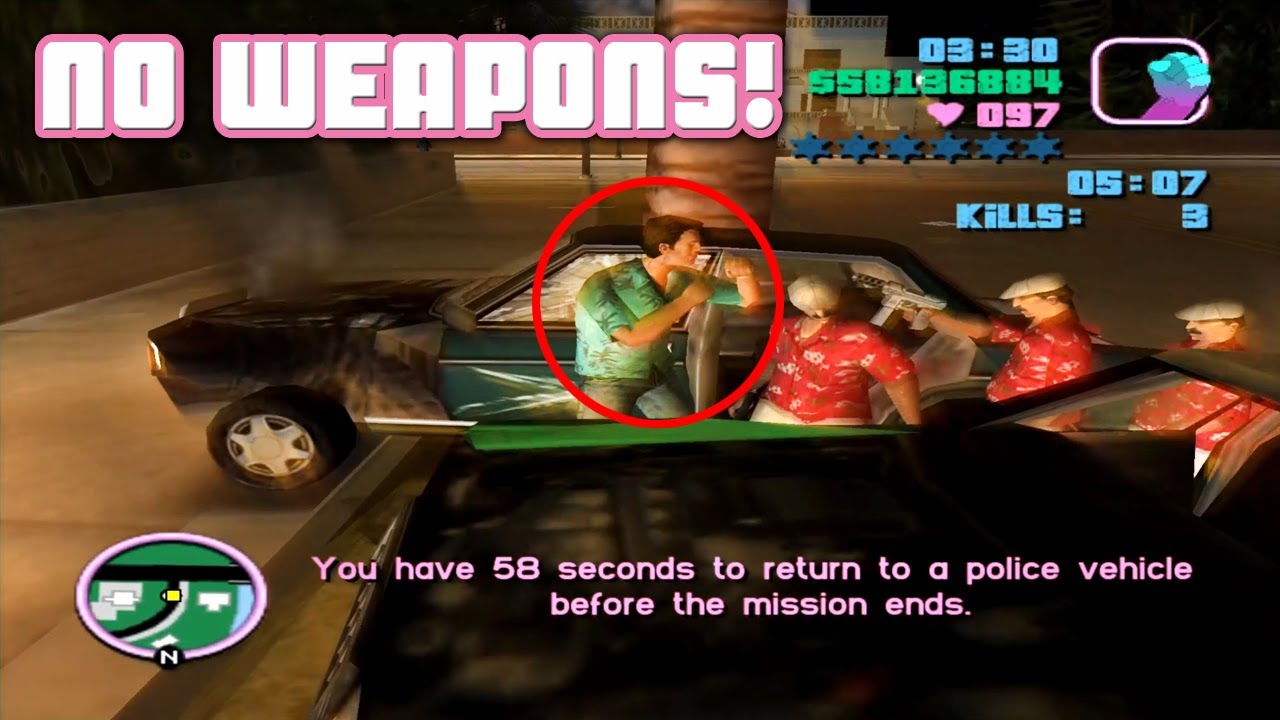Start With No Weapons / Vigilante Levels 1-12 / GTA Vice City