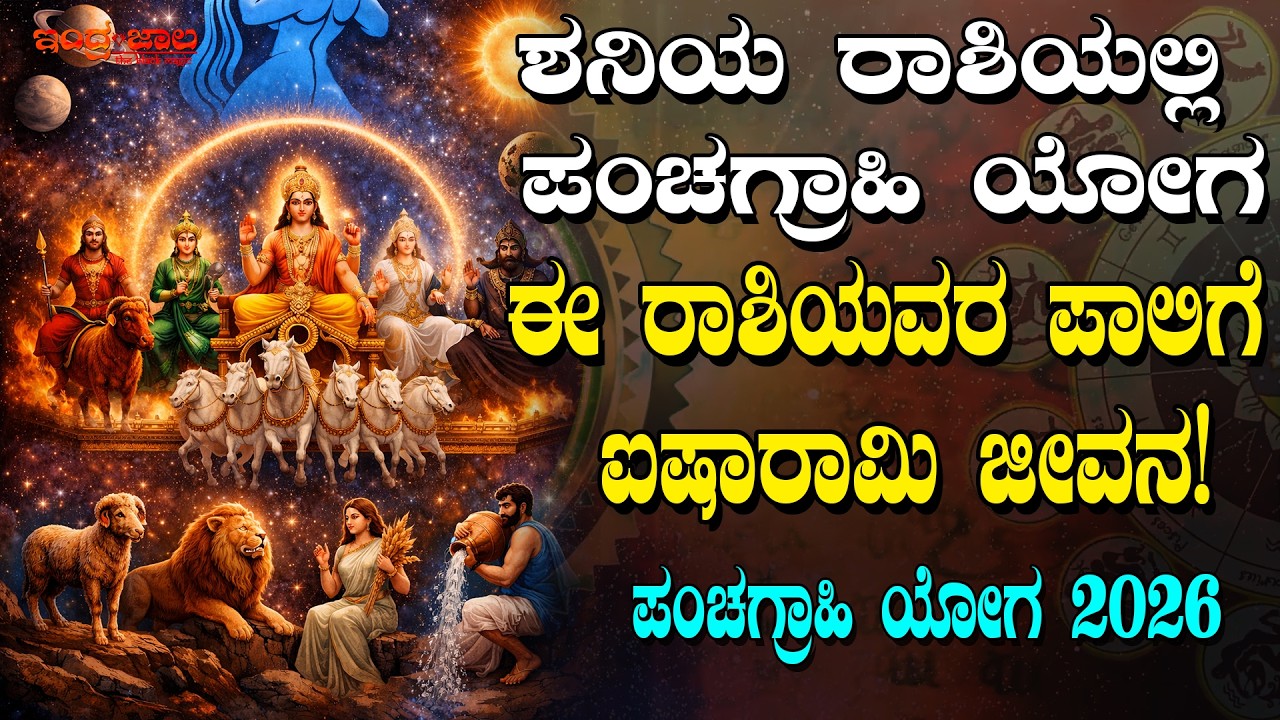 ಶನಿಯ ರಾಶಿಯಲ್ಲಿ ಪಂಚಗ್ರಾಹಿ ಯೋಗ | ಈ ರಾಶಿಯವರ ಪಾಲಿಗೆ ಐಷಾರಾಮಿ ಜೀವನ | ಪಂಚಗ್ರಾಹಿ ಯೋಗ 2026 | Panchagrahi Yoga