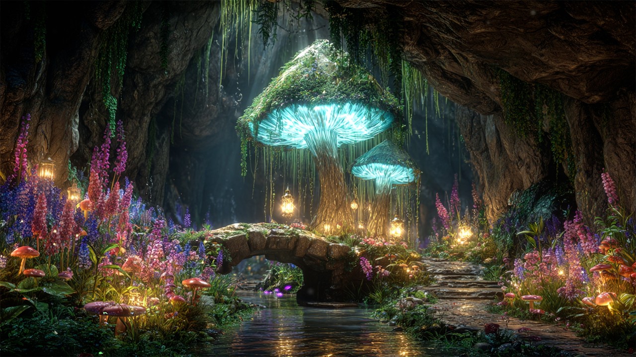 Enchanting Fantasy Fairy Music 🧚Flow State, Concentration & Productivity | Bioluminescent Fairy Cave