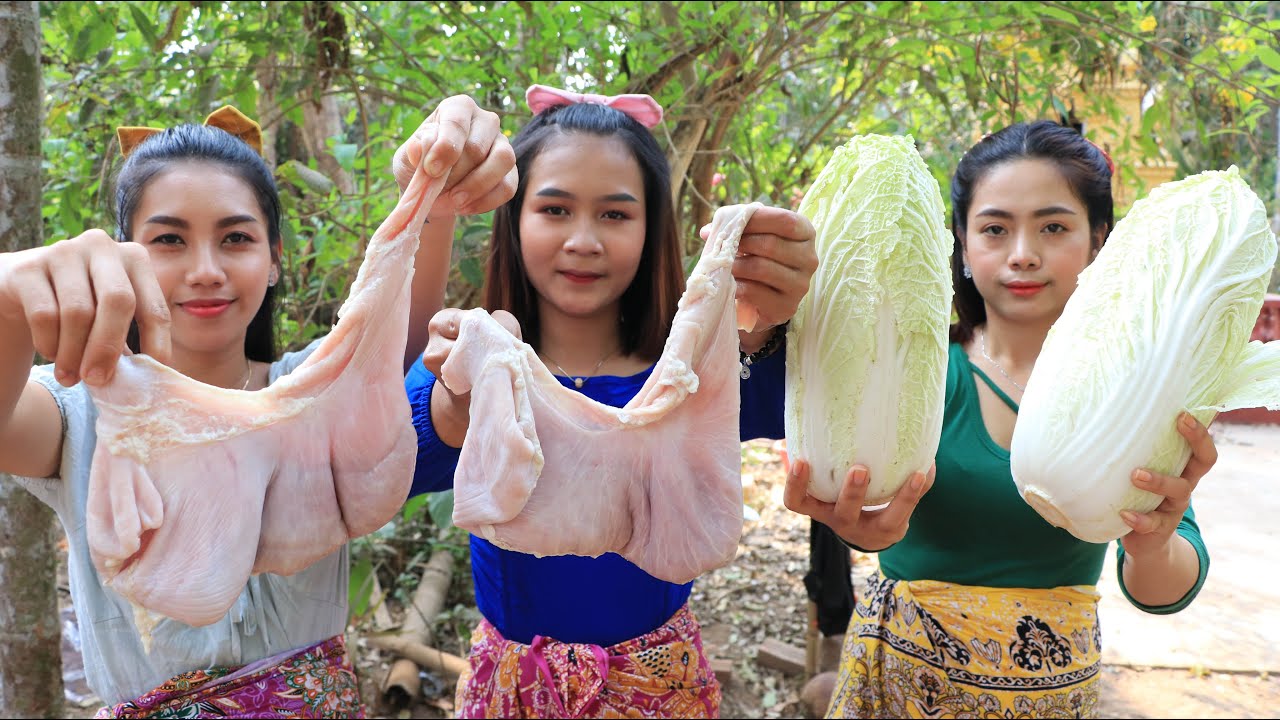 Pork stomach stir-fry recipe - Yummy cooking cabbage with pork stomach recipe