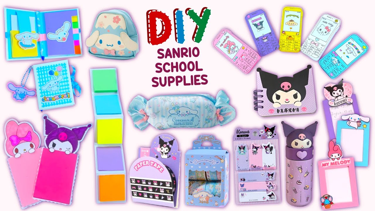 10 ШКОЛЬНЫХ ПРИНАДЛЕЖНОСТЕЙ SANRIO, СДЕЛАННЫХ САМИ - Блокнот с корицей - Лента куроми васи и мног...