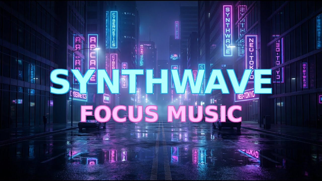 Upbeat Synthwave Focus Music 🌌 No Lyrics | Clean Cyber Retro Night Drive