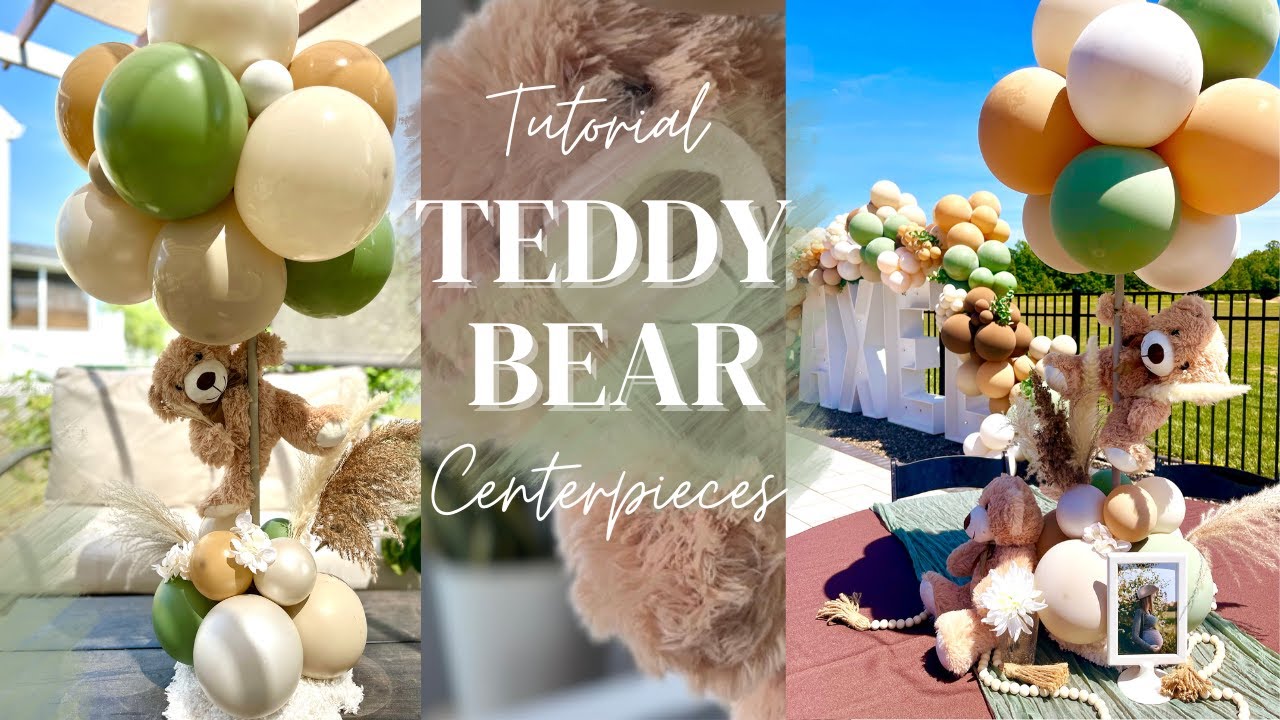 How To: Boho Teddy Bear Baby Centerpieces + Balloon Pole Wrap Tutorial *custom color*