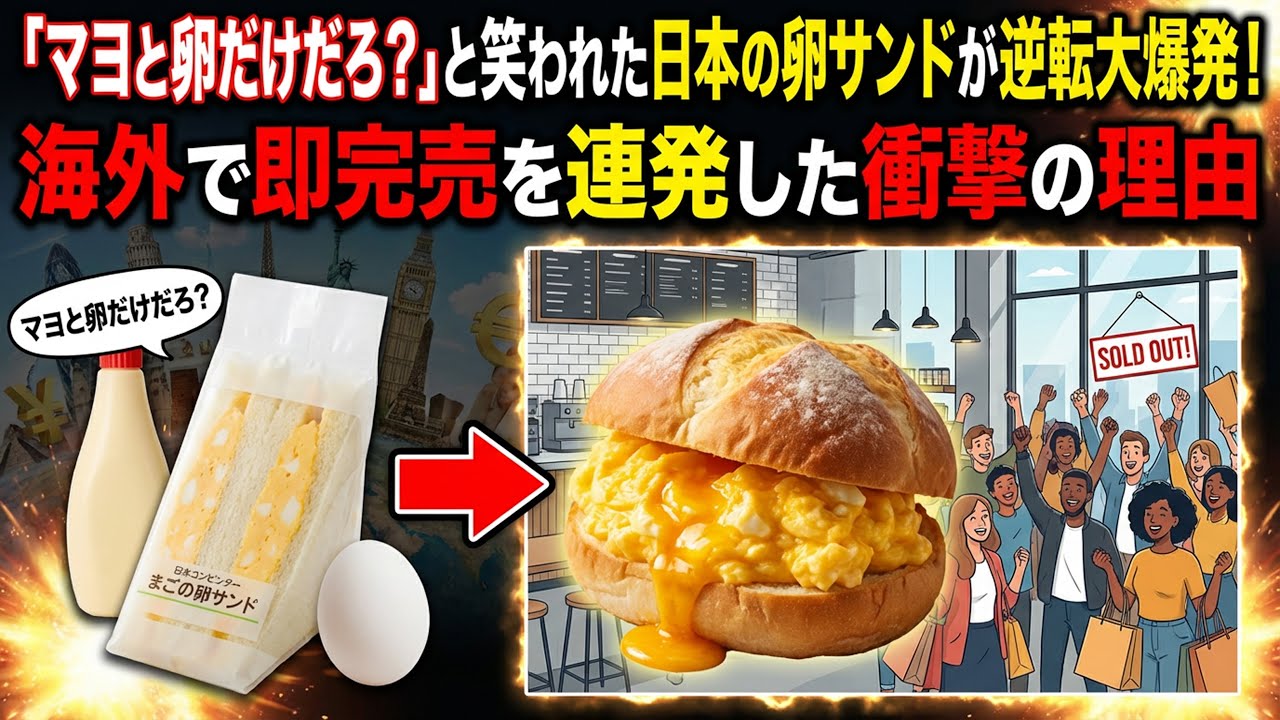 【海外の反応】「マヨと卵だけだろ？」と笑われた日本の卵サンドが逆転大爆発！海外で即完売を連発した衝撃の理由