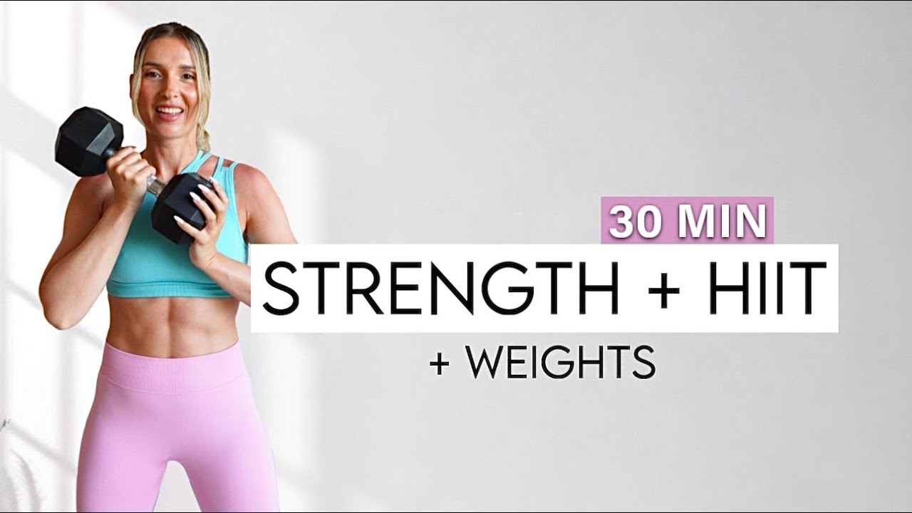 30 MIN INTENSE FULL BODY + HIIT Workout with Weights, No Repeat, Home Workout