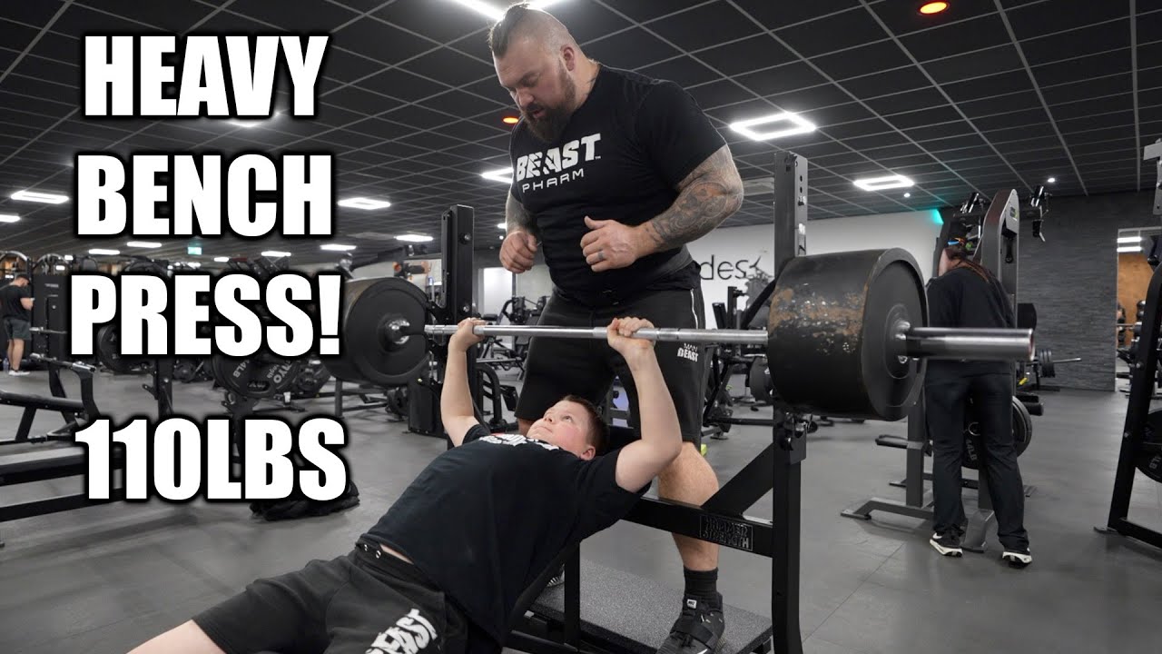 11yr OLD BENCH PRESSES 110LBS (Max Lifts) - ft. Eddie Hall