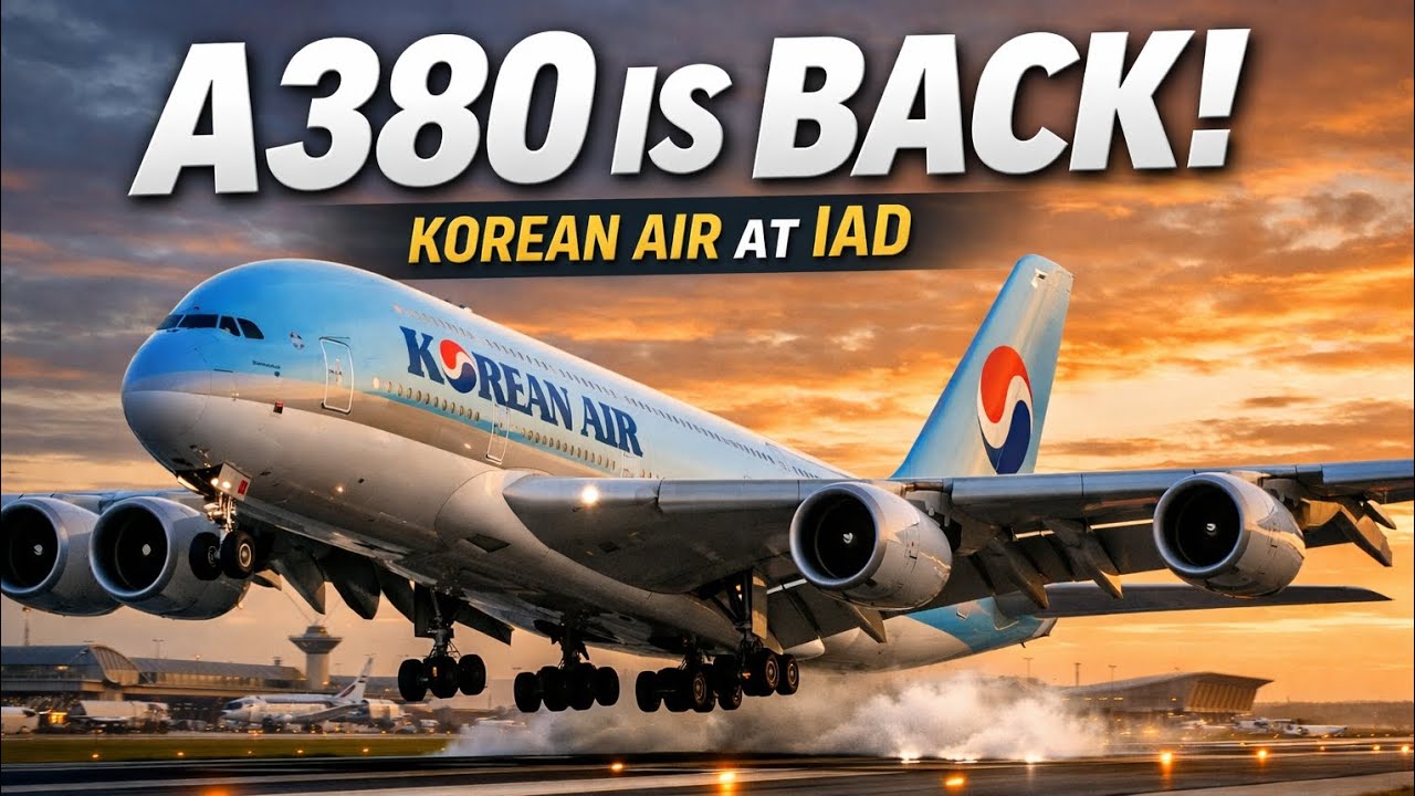 Korean Air Airbus A380 Landing at Washington IAD ✈️ | Giant Arrival | World of Airports.
