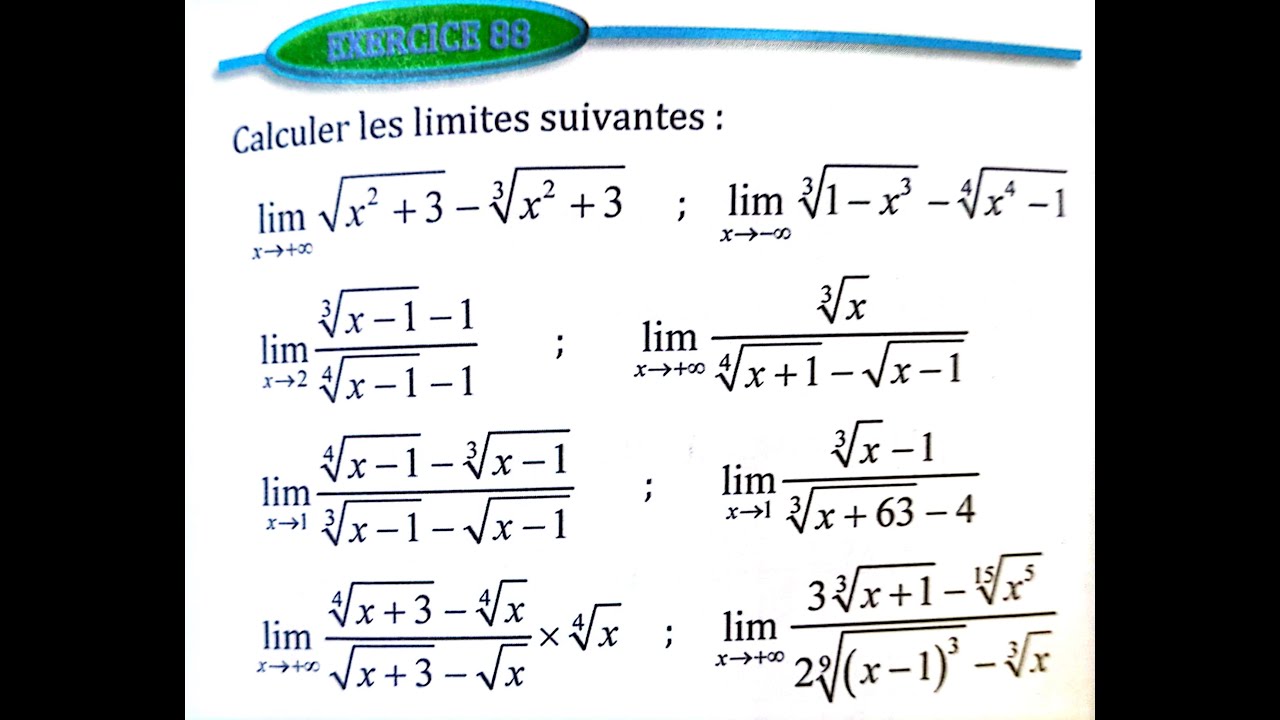 Limite et continuité 2 bac SM Ex 88 page 63 Almoufid
