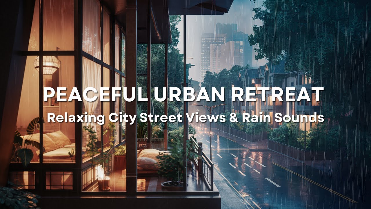 Peaceful Urban Retreat | Relaxing City Street Views & Rain Sounds