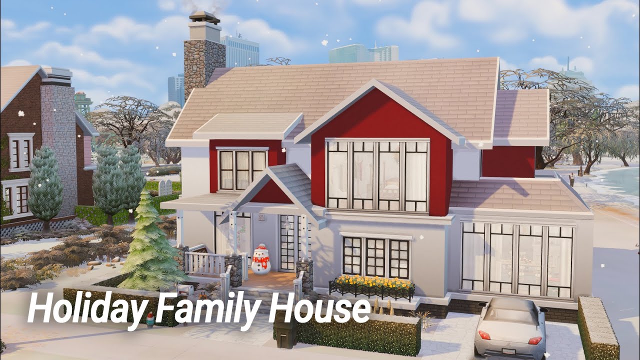 Holiday Family House in Winter  | The Sims 4 Stop Motion Build No CC