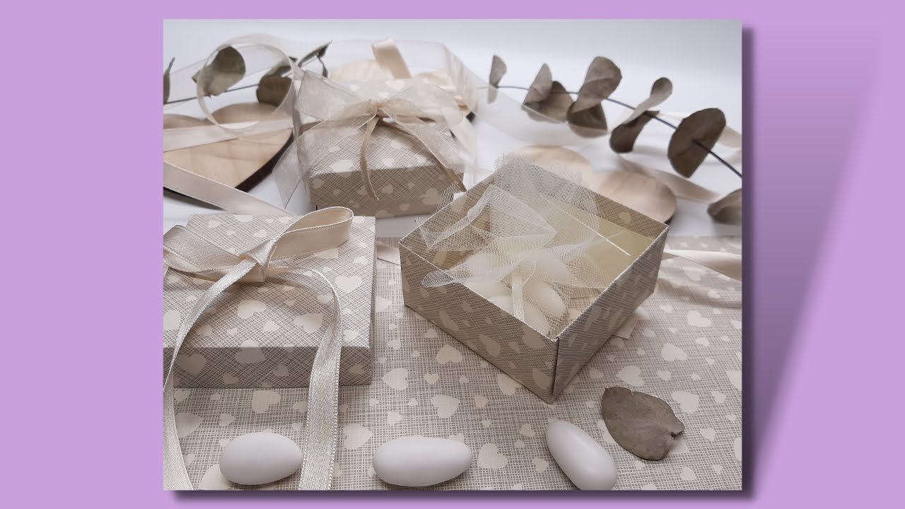 Scatoline porta confetti con carta fantasia cuori fai da te