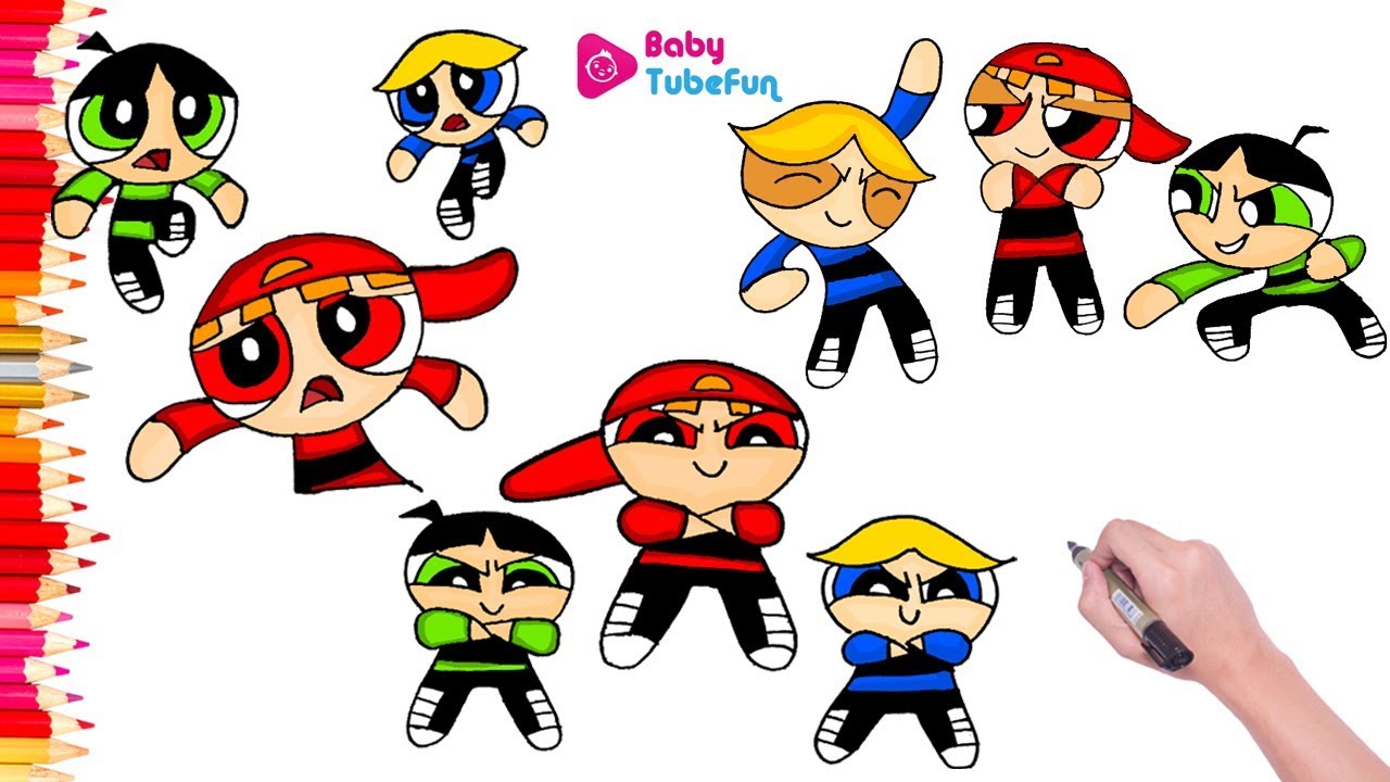 Coloring Powerpuff Girls Rowdyruff Boys (Las Chicas Superpoderosas)Blossom Bubbles Buttercup
