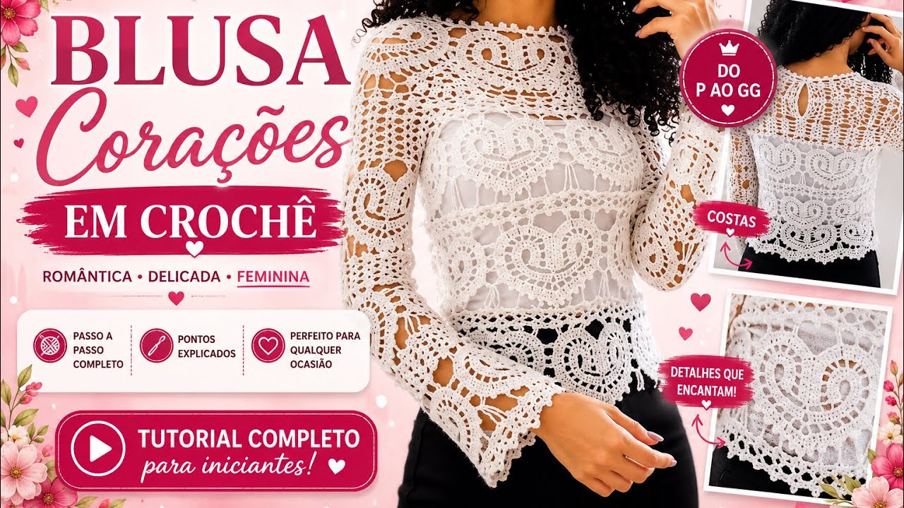 Blusa Corações - Aula 3 - Inspiração Vanessa Montoro ♥️