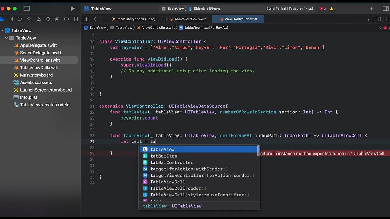 Swift, how to create TableView dequeueReusableCell
