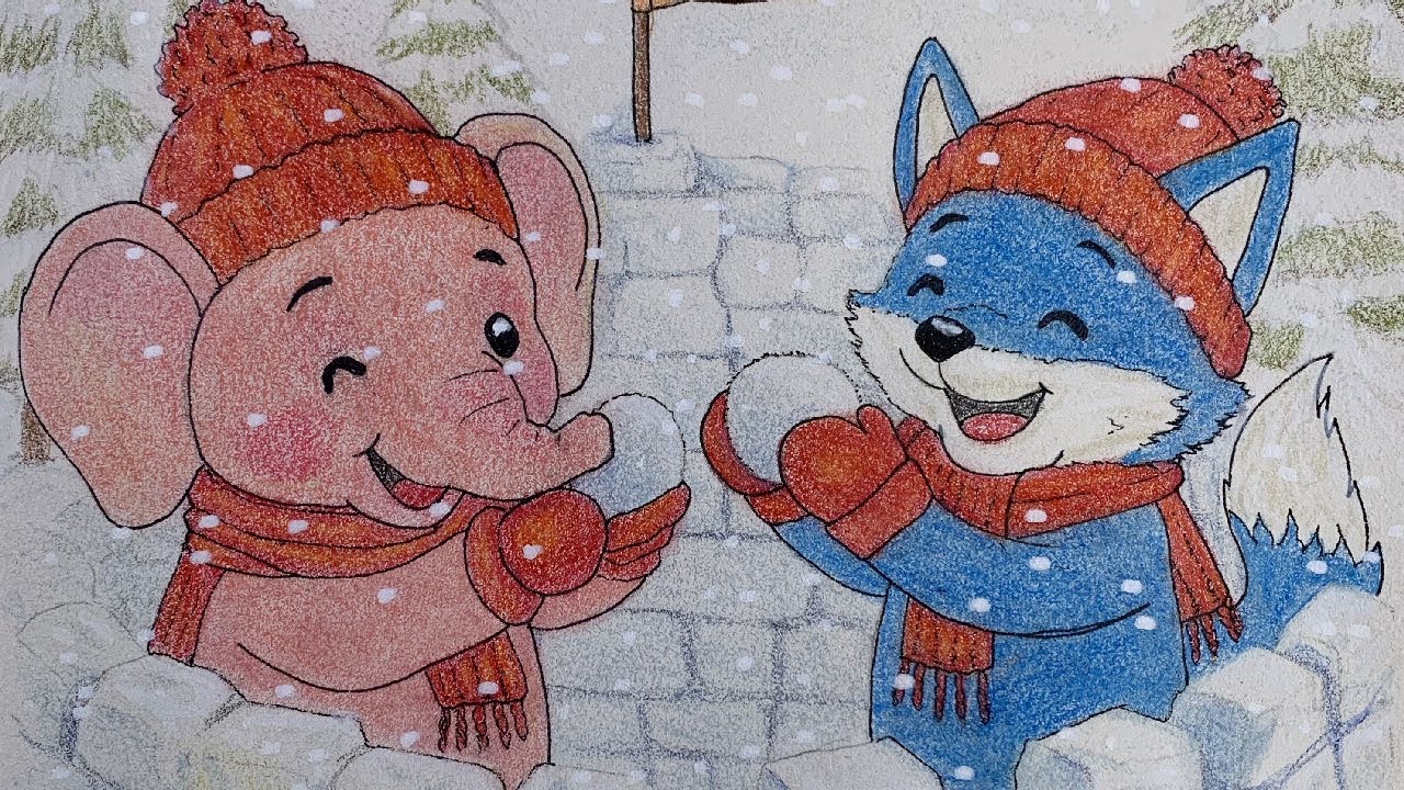 🏰❄️⛄  Fort de Neige avec Dadoune et Hanou - FANORIA - ASMR - Draw & Music 🎶