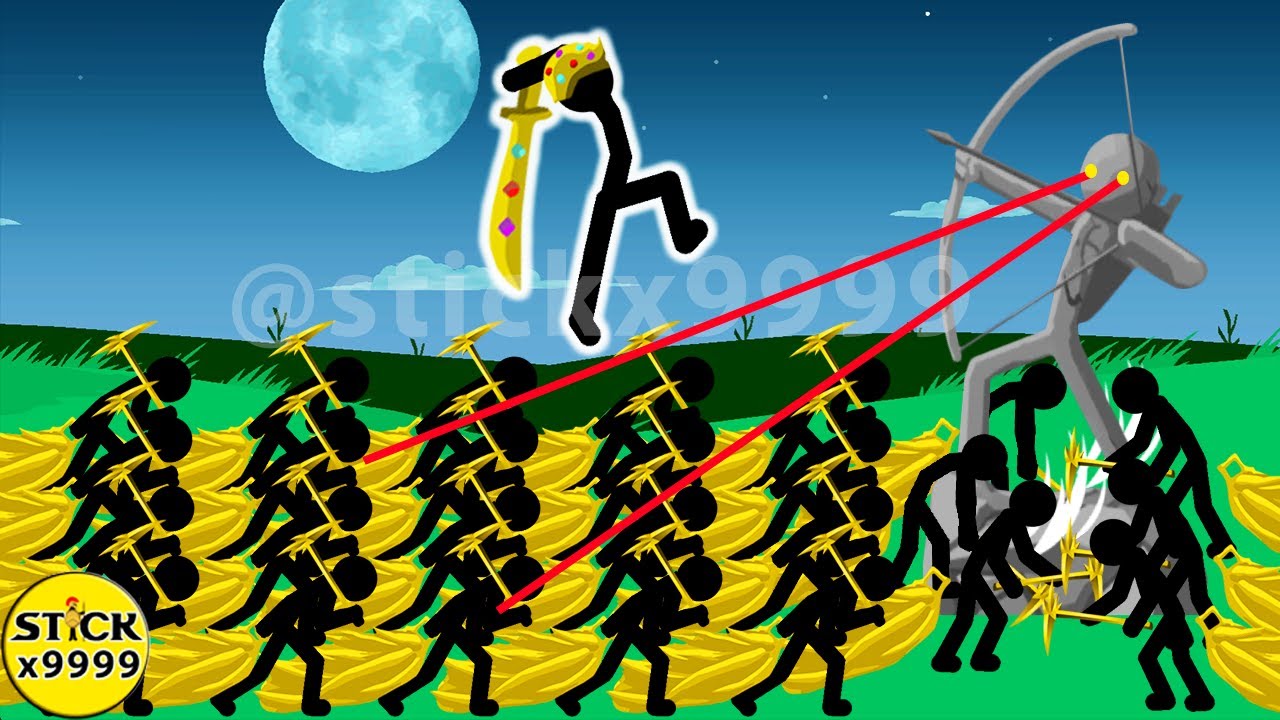 Армия шахтёров и мечников против статуи лучника ⚔️ Мод Stick War Legacy 💥 Stickx9999