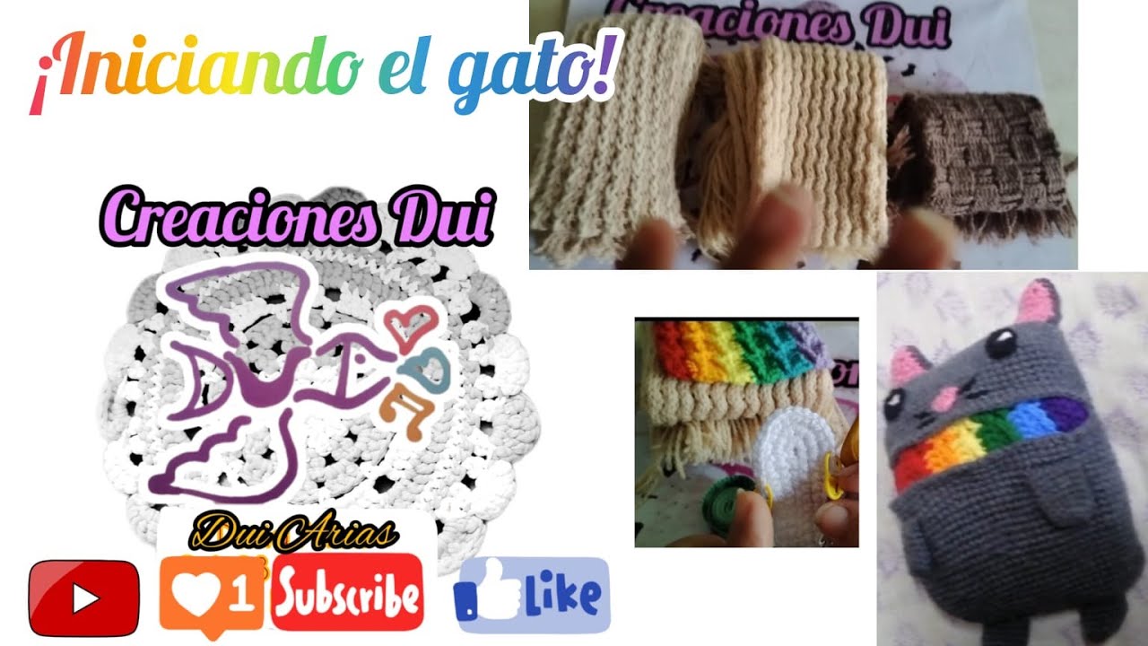*iniciando el gato* de la bufanda gato Arcoiris. A crochet.