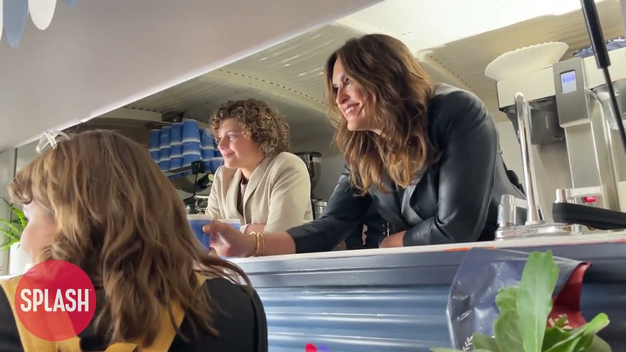 Mariska Hargitay And Ryan Buggle Serve Coffee To Fans At The Honorary 