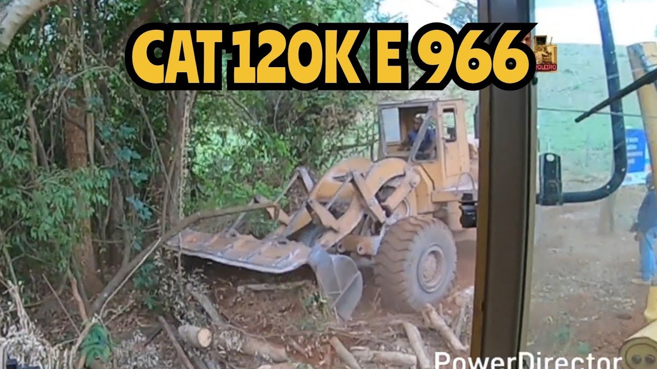 CAT 120 K  e  CARREGADEIRA 966 / Motoniveladora caterpillar grader niveleuse patrola operador 