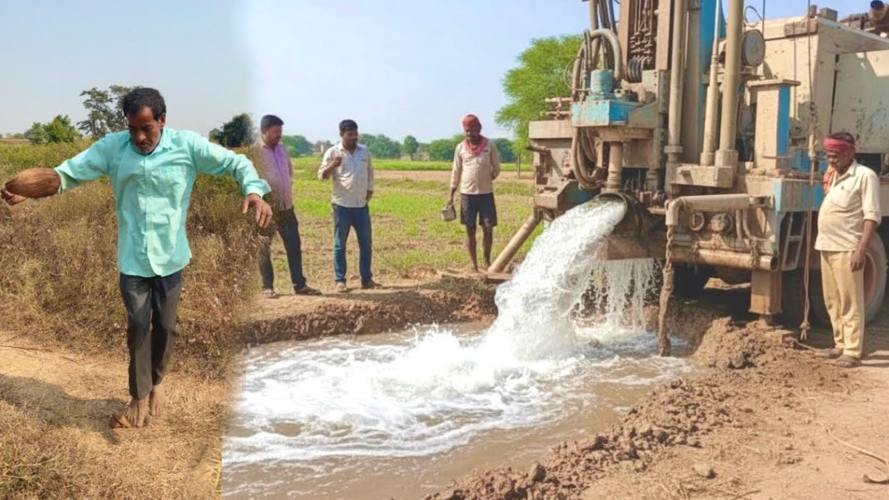 Borewell Drilling - 4 Hp Motor 120 Feet Deep boring With Coconut water checking Method | Borewells