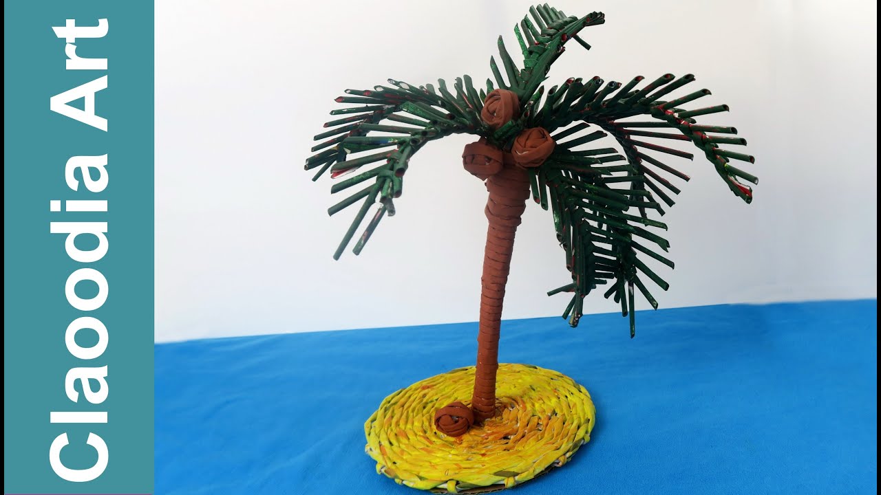 Palma z papierowej wikliny (Palm tree, island, paper wicker DIY)