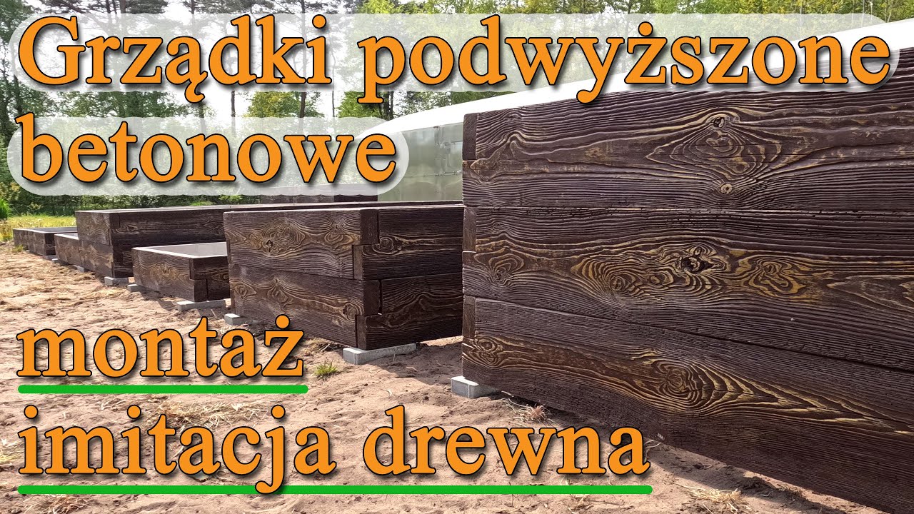 Grządki podwyższone betonowe z imitacją drewna. Montaż skrzyń modułowych na warzywa - Warzywnik 3