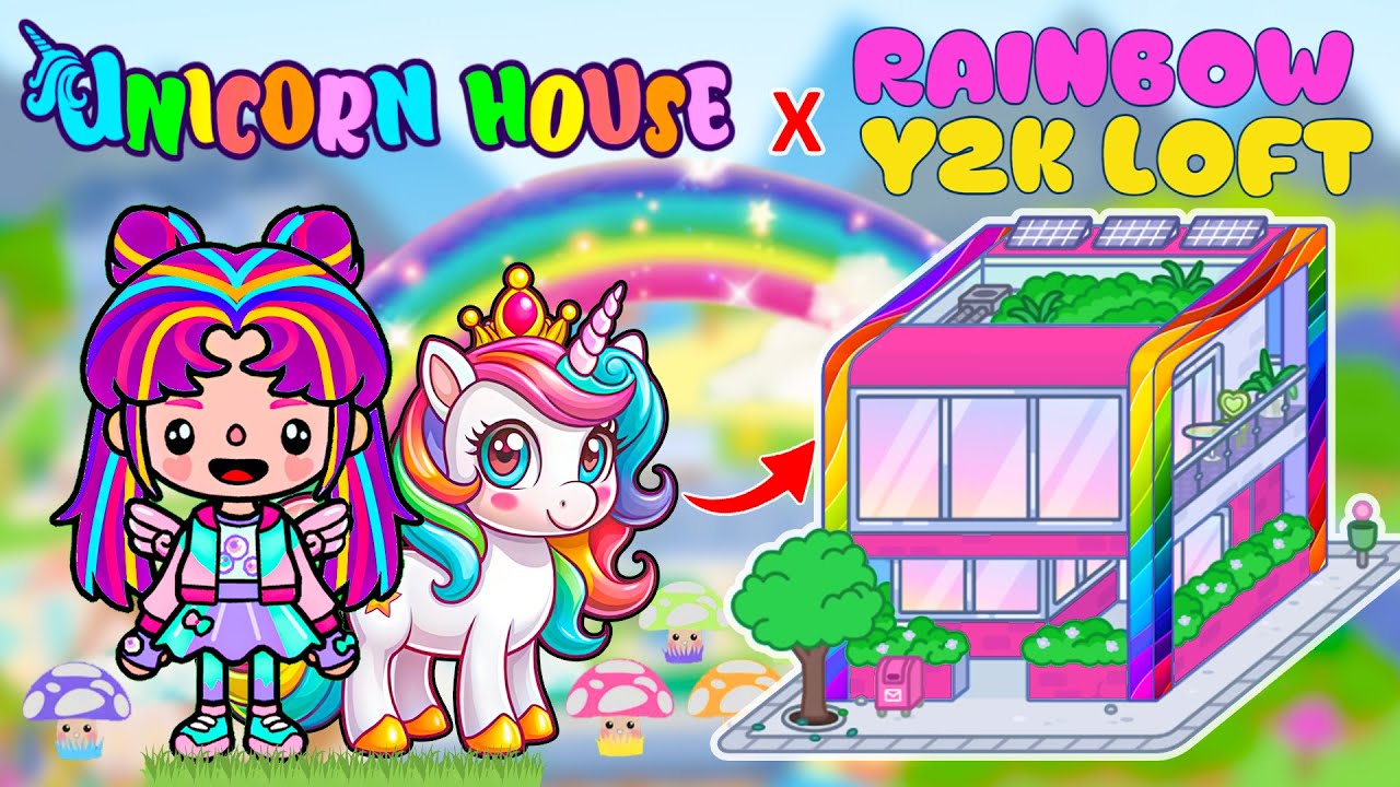 Aesthetic Y2K LOFT Design 🌸 Rainbow Unicorn House 🦄 Toca Boca House Ideas 😍 Toca Life World