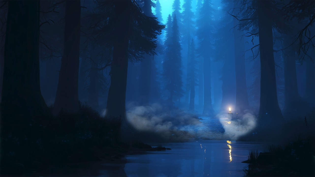 Moonlit Forest by the River 🌙 | Dark Fantasy Ambient for Sleep