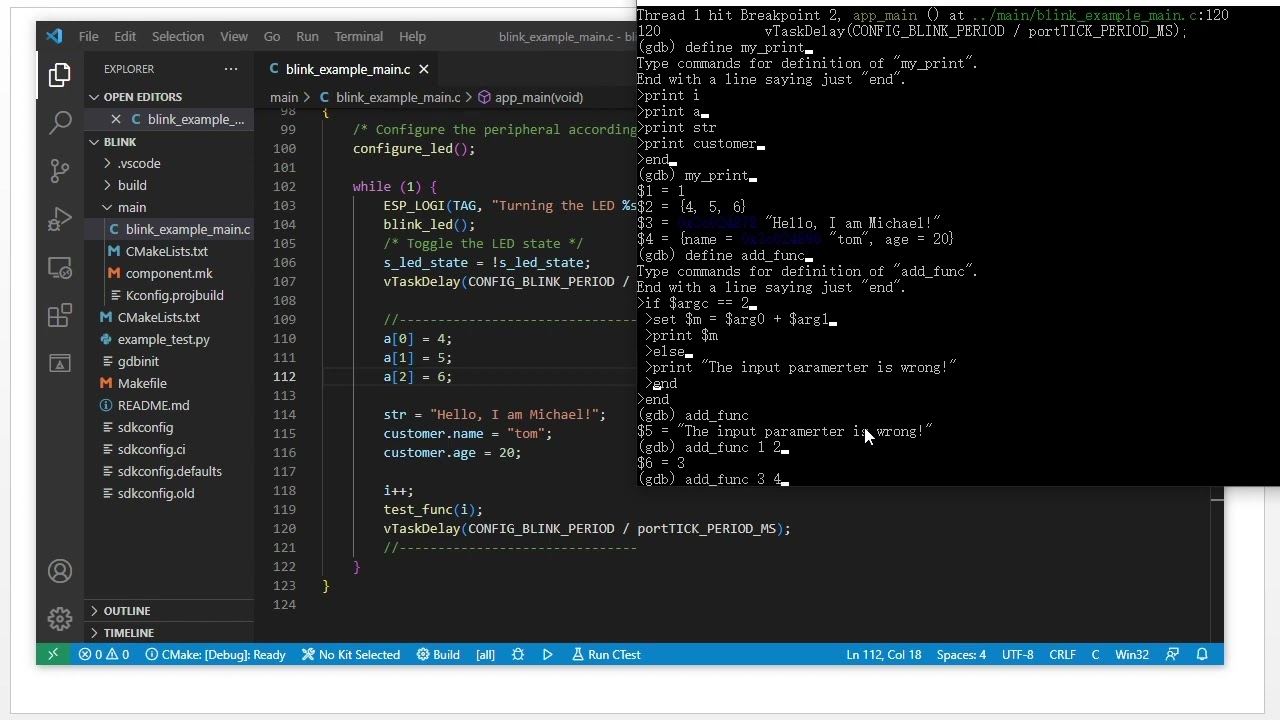 ESP32 JTAG Debug 15: команда GDB Define