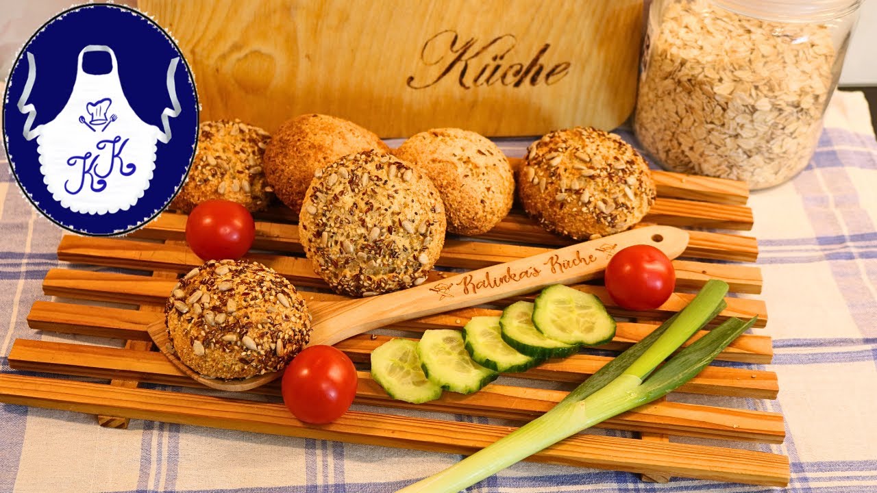 Gesunde Haferbrötchen selber backen / Brötchen ohne Mehl