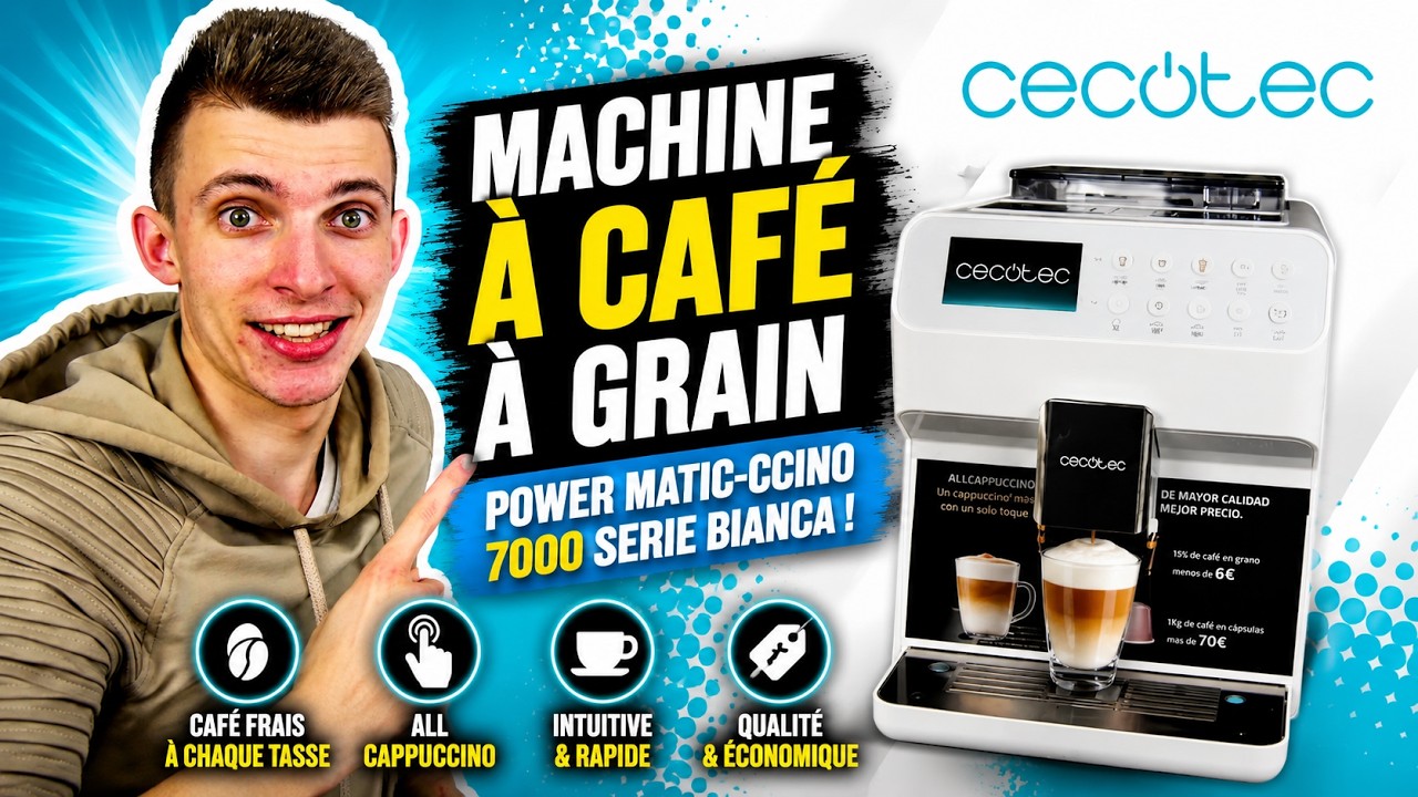 MACHINE A CAFE A GRAIN POWER MATIC-CCINO 7000 SERIE BIANCA ! CECOTEC & PRESENTATION