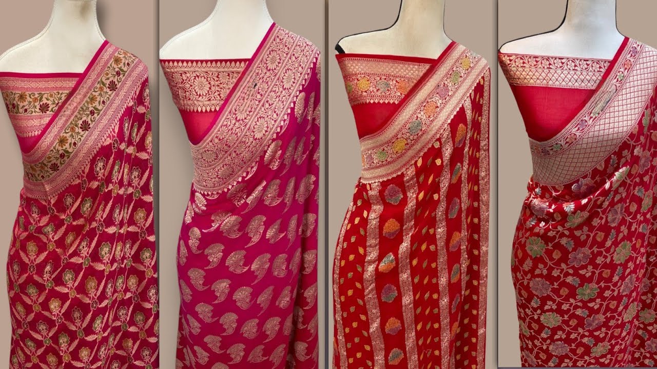 🌹Red 🔴 Special Pure khaddi Georgette banarasi sarees l Pure Kora handloom banarasi sarees #khaddi