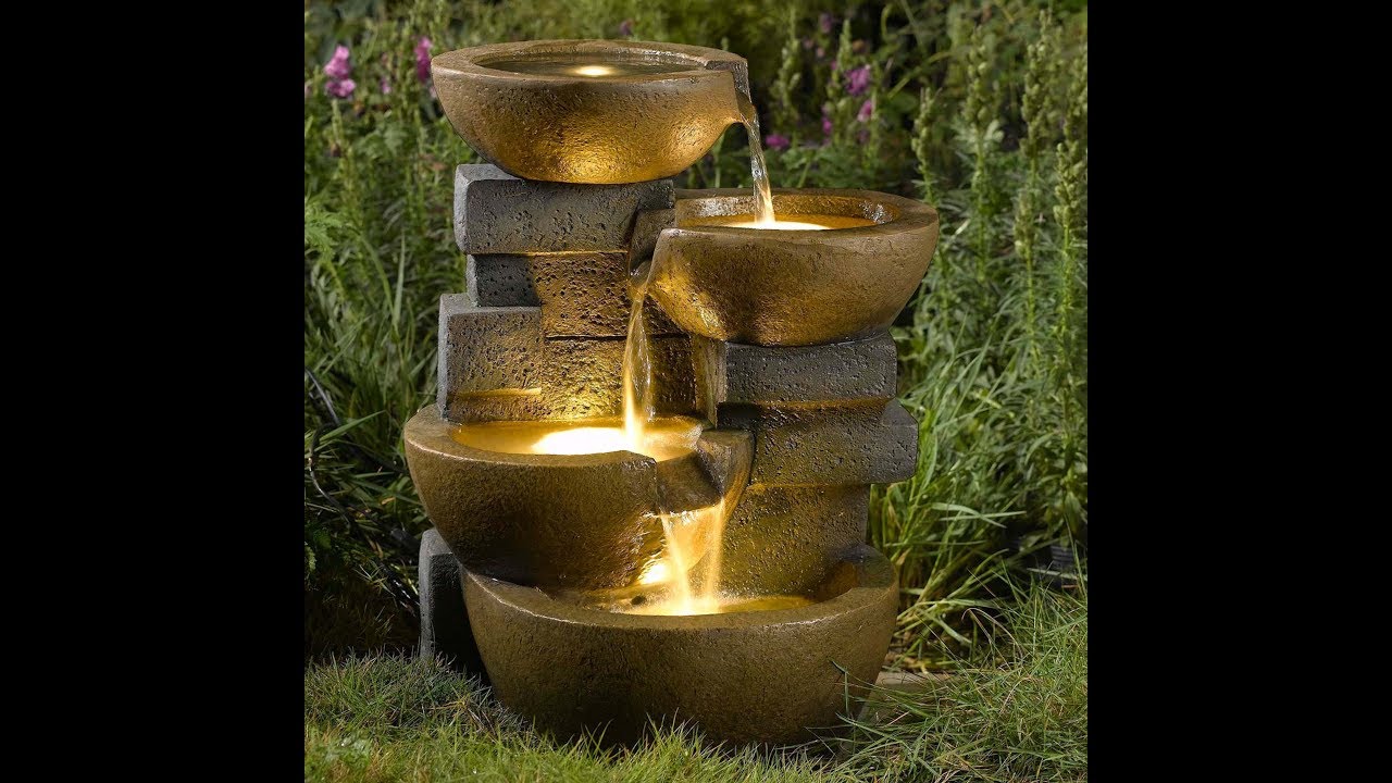 Fuente de cascada con luces casera muy interesante