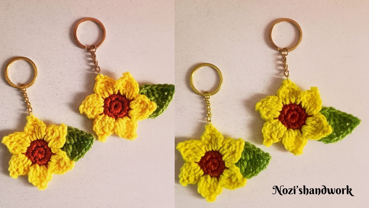 Crochet a SunFlower KeyChain in Tamil - [Eng SUb] | #crochetforbeginners #crochettutorial.