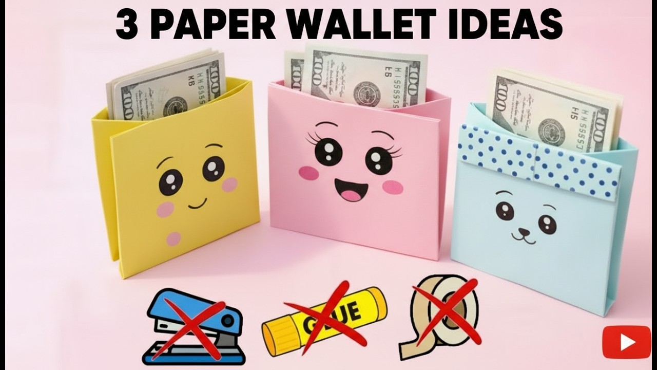 How to Make a Cute Paper Wallet Without Glue | No Glue Paper Craft | Origami Wallet