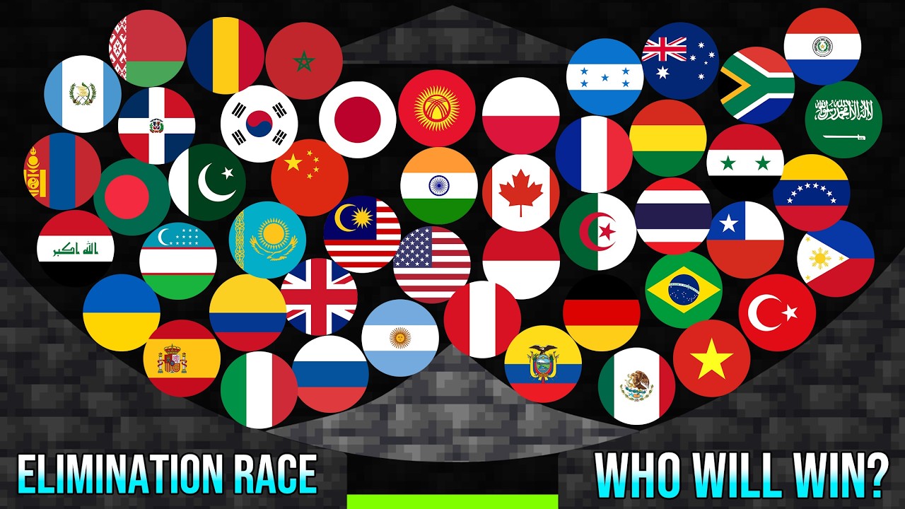 48 Countries Elimination Marble Race in Algodoo