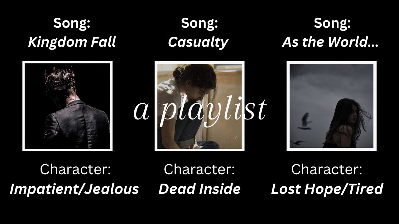 powerful/sad songs for writing broken characters, a playlist
