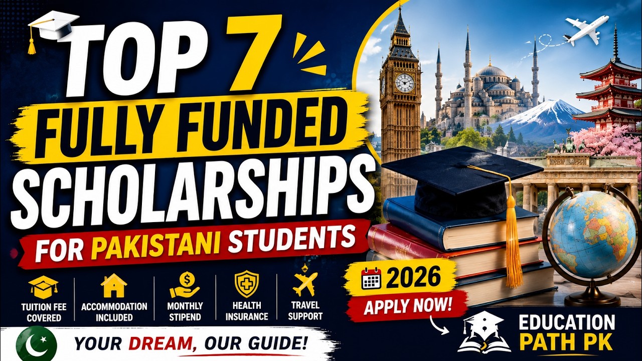 🎓 Top 7 Fully Funded Scholarships for Pakistani Students | Study Abroad for FREE 2026 | Edu path PK