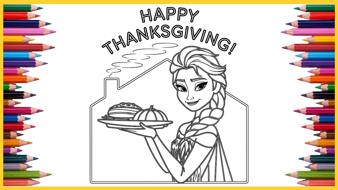 Disney Frozen Elsa Thanksgiving Coloring Page | Ohuhu Art Markers