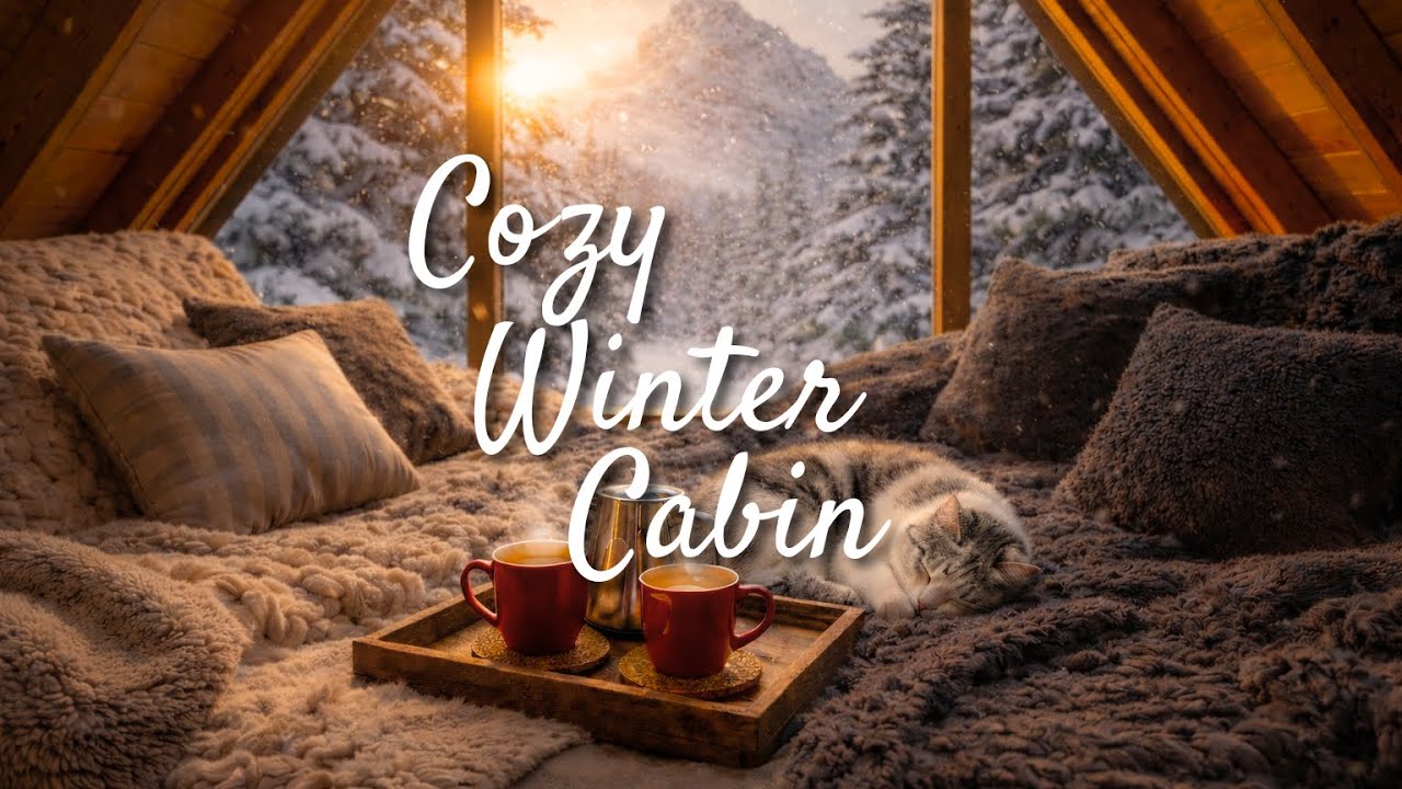 Cozy Winter Cabin | Uplifting Piano for Morning Good Mood | Focus & Relax (60 Min)