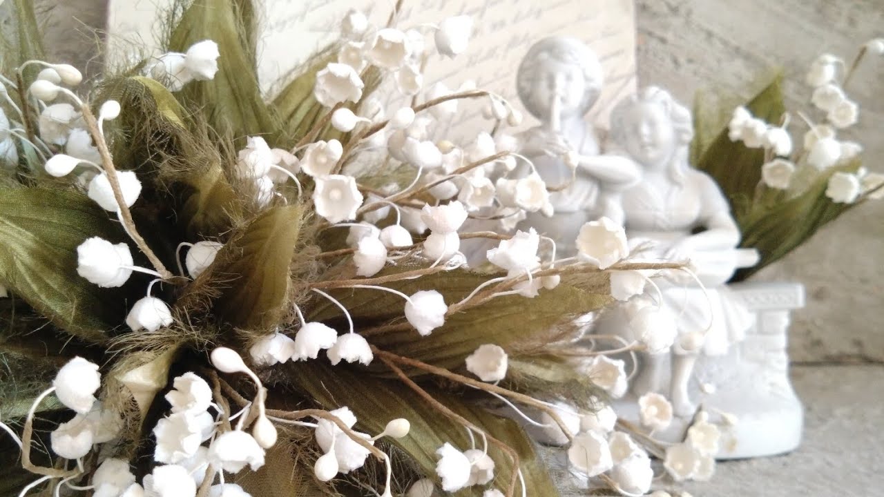 端切れからでもできる【布花すずらん】The Lily of the valley bloomed with velvet.
