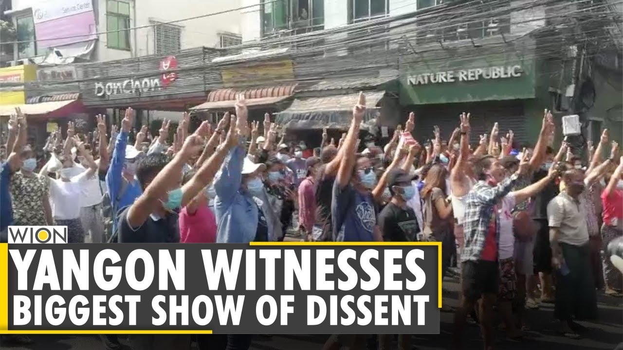 Yangon witnesses biggest show of dissent, thousands march against Myanmar military | WION