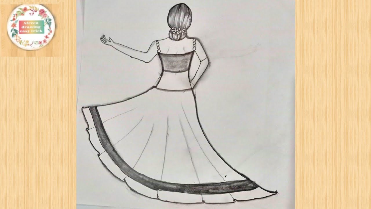 how to draw a girl with beautiful lehenga/girl shading drawing/pencil drawing/very easy drawing