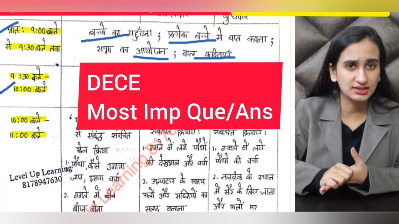 DECE -1 Most Imp Que Ans 2023 NTT | Simran Mam
