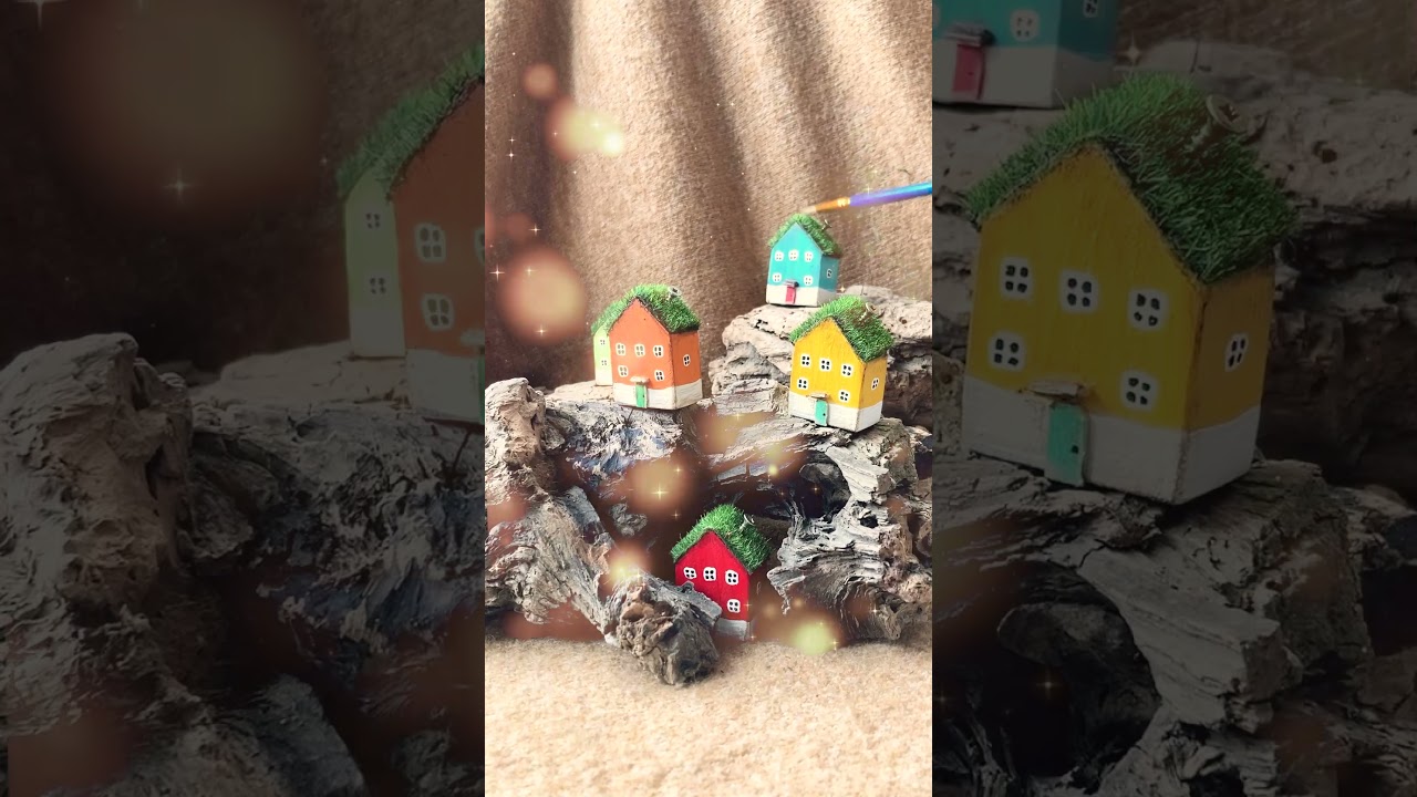 Watch These Tiny Houses Get Painted With Real Grass Roofs!